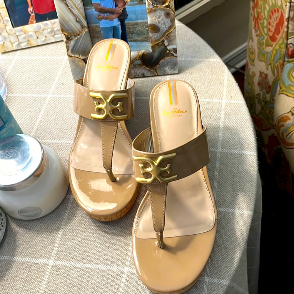 Sam Edelman Cork wedge sandal tan/ worn once